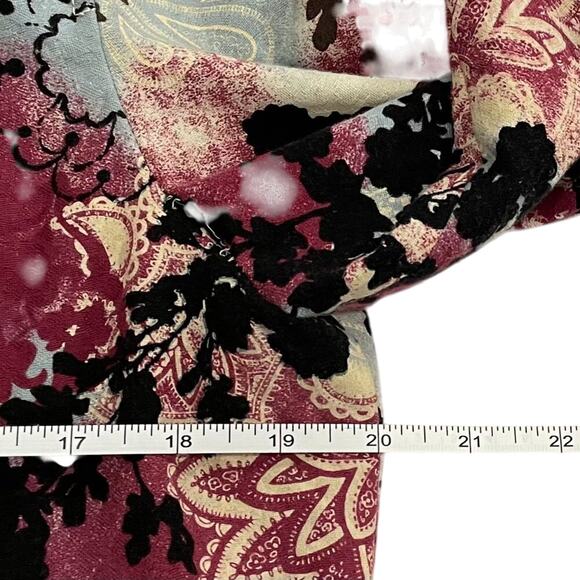 Amber Sun Boho Floral Paisley Textured Denim/Jean Jacket Pastel Blue, Purple L - Picture 9 of 10